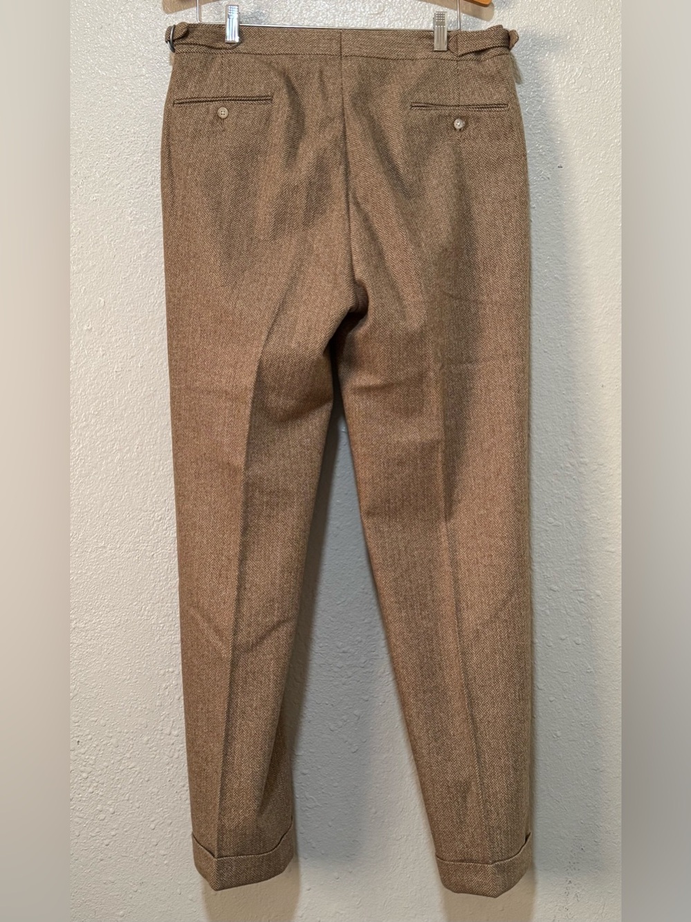 Polo Ralph Lauren Wool Blend Herringbone Pleated Cuff Classic Dress Pants  34x31 - Picture 2 of 16